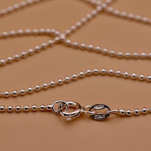 Sterling Silver Ball Chain Necklace 1.5mm | Italian Made | 16&quot;, 18&quot;, 24&quot; | Dog Tag Chain for Pendants | 925 Silver Jewellery Chain