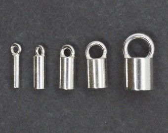 925 Sterling Silver CORD END various sizes - wholesale jewellery making findings
