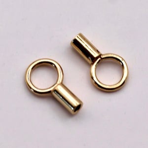 Gold Filled Crimp End Cap with Loop | 1mm Hole | Cord Wire End Connector | Jewellery Making Findings | 1, 10 or 50 Pack