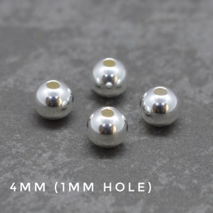 925 Sterling Silver ROUND SPACER BEADS 2mm, 3mm, 4mm, 5mm, 6mm, 8mm wholesale jewellery making findings 4mm - 1mm hole