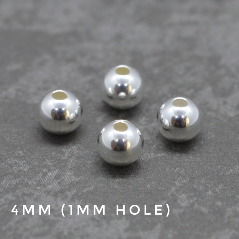 925 Sterling Silver ROUND SPACER BEADS 2mm, 3mm, 4mm, 5mm, 6mm, 8mm wholesale jewellery making findings 4mm - 1mm hole