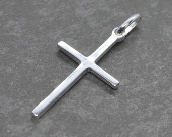 925 Sterling Silver Plain CROSS PENDANT 26mm - for necklaces  - wholesale  jewellery making findings pendant necklace