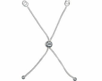 Sterling Silver ADJUSTABLE BALL SLIDER Box Chain 50mm, 75mm, 100mm - wholesale jewellery making findings