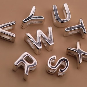 Sterling Silver Letter Beads A–Z | 5mm Initial Beads with Horizontal Hole | Jewellery Making | Chokers & Chains | UK Seller