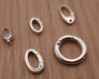 925 Sterling Silver PUSH CLASPS - various sizes - wholesale jewellery making findings clips