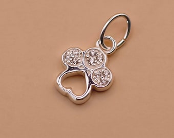 Sterling Silver CZ Dog Paw Charm | Pet Jewelry