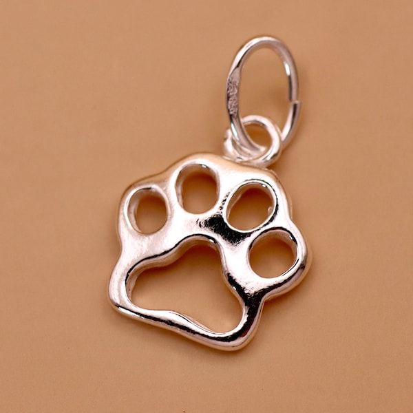 Sterling Silver Open Paw Charm | Pet Jewellery (10mm)