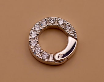 Sterling Silver CZ Spring Clasp | Necklace Bracelet Closure, 11mm