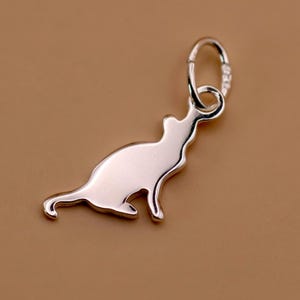 Sterling Silver Cat Charm with Jump Ring | 10mm Animal Jewellery Making Charm | Cat Pendant for Bracelet Necklace | 1 or 10 Pack