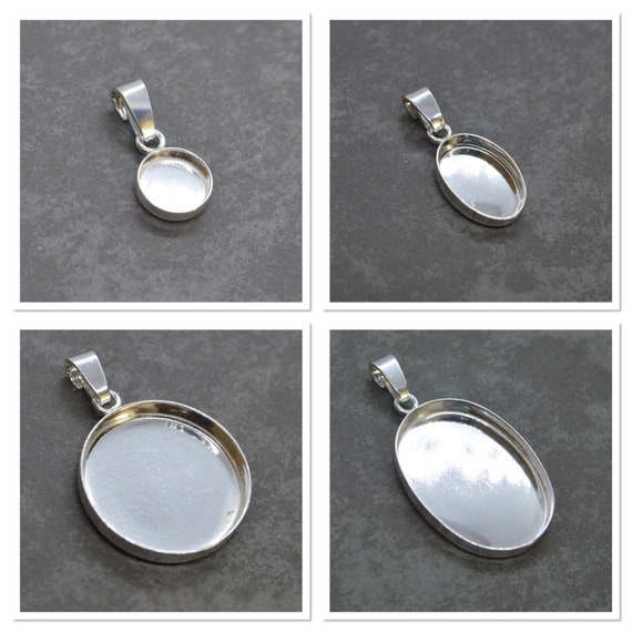 925 Sterling Silver BEZEL PENDANT W/ Bail 8mm 10mm 20mm Etsy UK