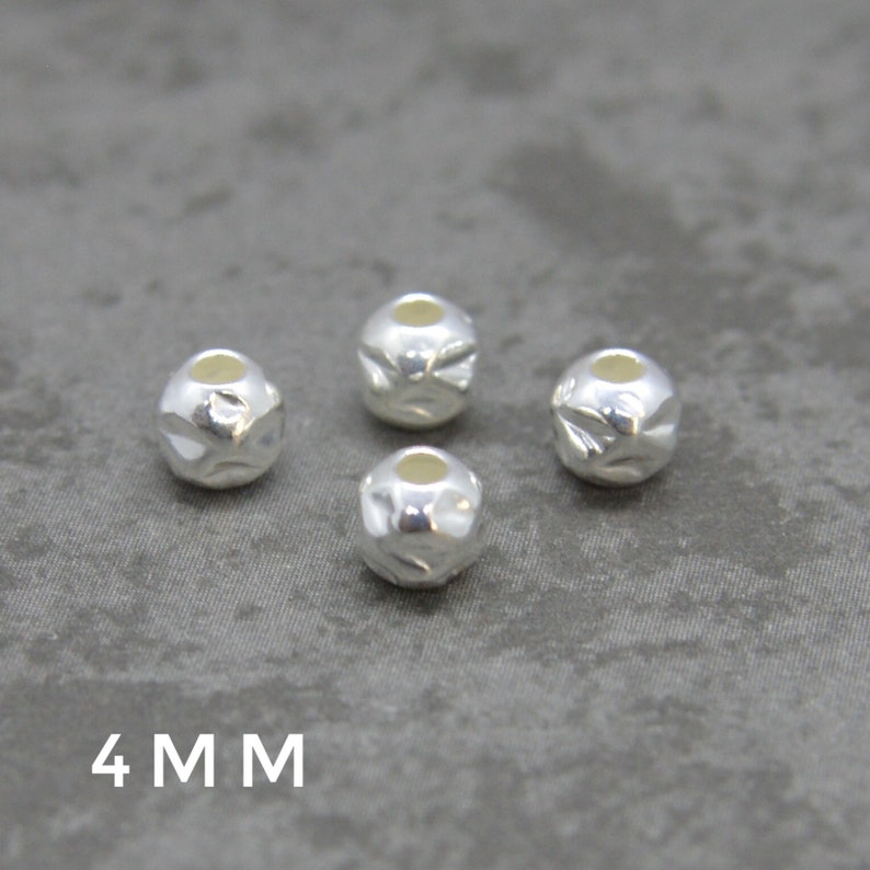925 Sterling Silver HAMMERED ROUND BEADS 3mm 4mm 6mm Etsy