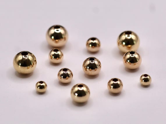 9ct Gold Round Spacer Beads | Solid Gold Findings, 2mm-6mm