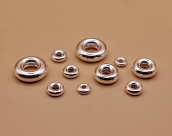 Sterling Silver Donut Rondelle Spacer Beads – Polished 925 Jewellery Making Supplies