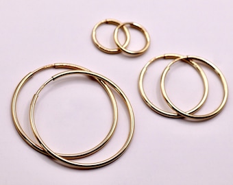 14K Gold Filled Sleeper Hoop Earrings | Thin, Lightweight