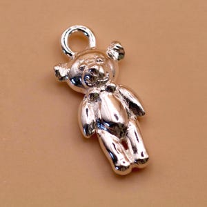 Sterling Silver Teddy Bear Charm | Cute 14mm Jewellery Finding | Perfect for Pendants, Bracelets & Earrings | Packs of 1 or 10