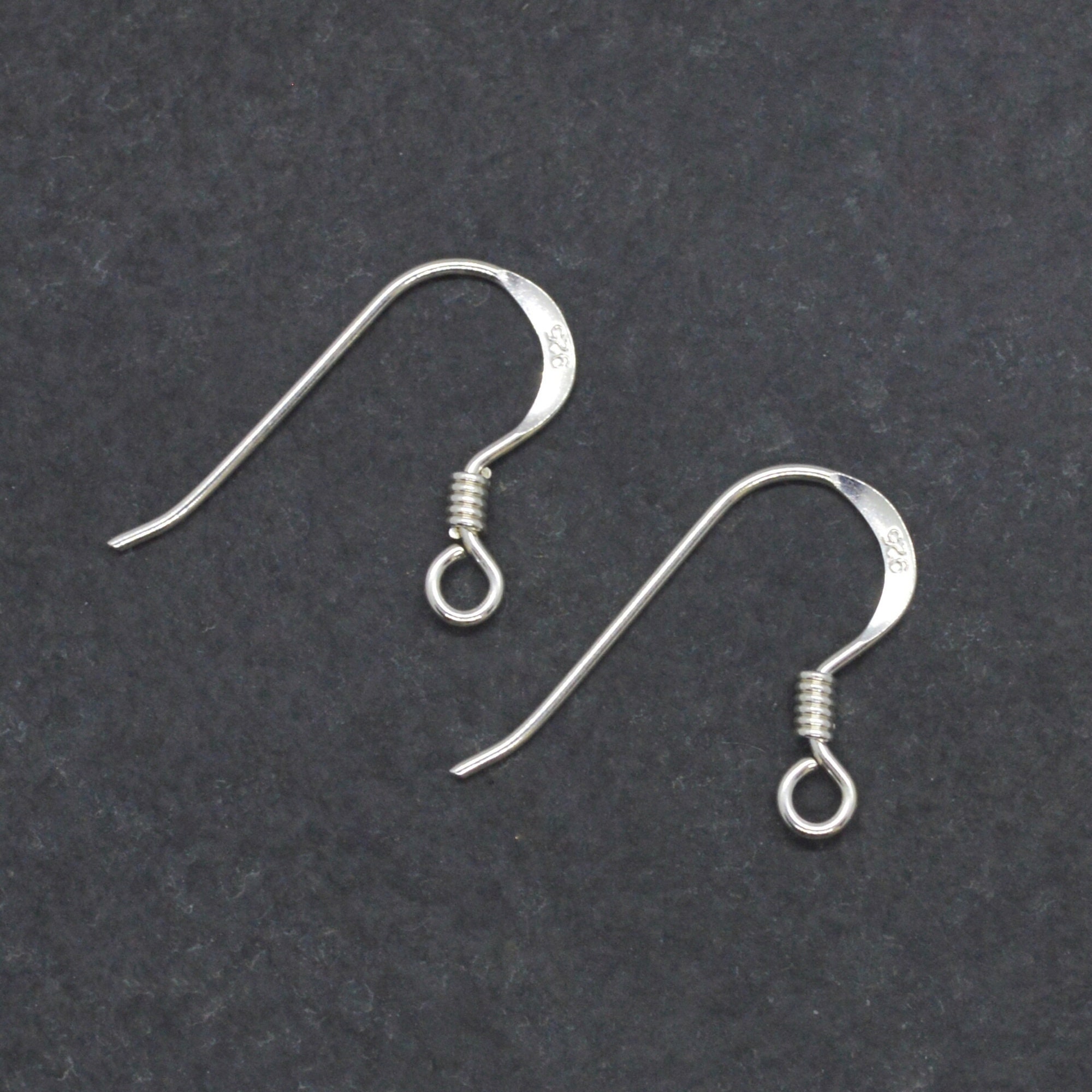 Genuine 925 Sterling Silver FISH HOOK EARRINGS W/ Spring 14mm Etsy