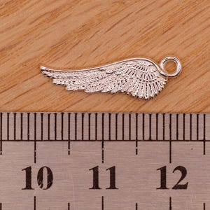 Sterling Silver Angel Wing Charm | Double-Sided, 21mm Jewellery Finding Bild 2
