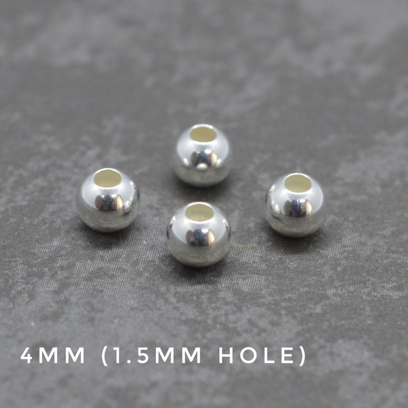 925 Sterling Silver ROUND SPACER BEADS 2mm, 3mm, 4mm, 5mm, 6mm, 8mm wholesale jewellery making findings 4mm - 1.5mm hole
