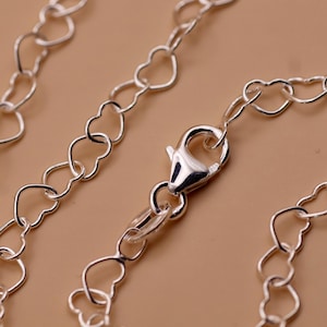Sterling Silver Heart Link Necklace – 18&quot; Chain – 5mm Width