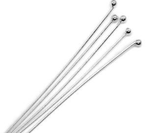 2.0" 100 pcs Jewelry Components 26GA Head Pins Sterling Silver 2.0" 100 pcs Jewelry Components 26GA Head Pins Sterling Silver