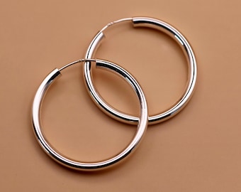 Sterling Silver Hollow Tube Hoop Earrings 25mm | Lightweight Chunky Hoops | Twist Close Hoops | 1 or 10 Pairs | Jewellery Findings