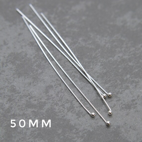 Ball Tip Head Pins Sterling Silver 1 Inch OR 1.5 OR 2 .925 .35mm in Thickness for Larger Hole Beads and  Jewelry Findings Wire Wrapping