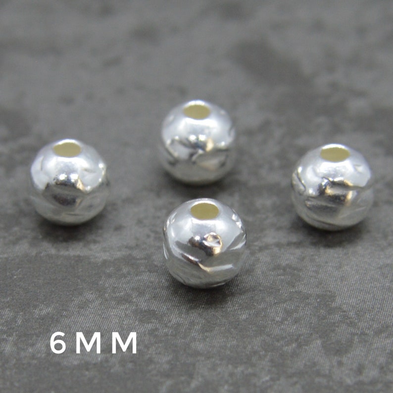 925 Sterling Silver HAMMERED ROUND BEADS 3mm 4mm 6mm Etsy