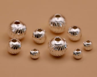 Sterling Silver Moon Cut Beads – Faceted Round Jewellery Spacer (4mm 6mm 8mm)