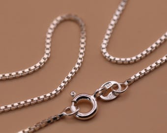 925 Sterling Silver BOX CHAIN Necklace 16", 18", 20" inch inches - wholesale jewellery findings
