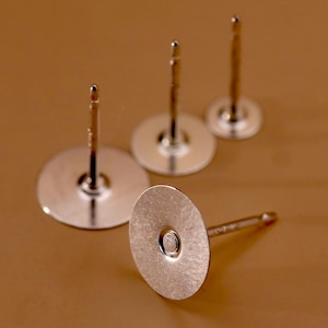 Sterling Silver Flat Pad Stud Earring Posts | 4mm 6mm 8mm Pads | Superior Quality Glue-On Posts for Jewellery Making | 1–50 Pairs
