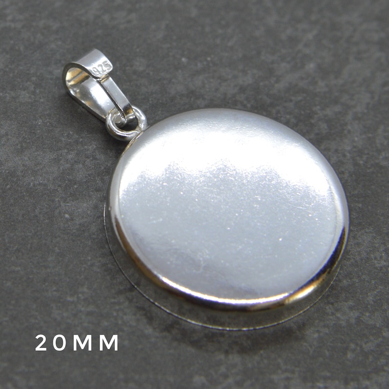 925 Sterling Silver BEZEL PENDANT w/ bail 8mm 10mm 20mm Etsy