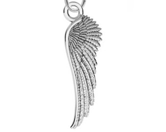 925 Sterling Silver ANGEL WING pendant/ charm 21mm - double sided - wholesale  jewellery making finding pendant necklace bracelet earrings