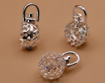 Sterling Silver Filigree Bead Cage | 8mm Aromatherapy Gemstone Holder