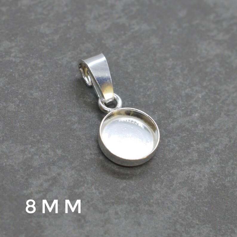 925 Sterling Silver BEZEL PENDANT w/ bail 8mm 10mm 20mm Etsy