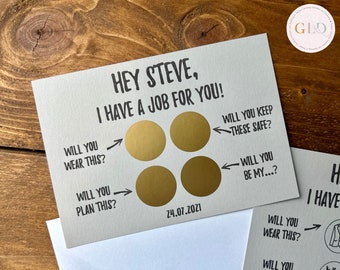 Best Man, Groomsman, Master of Ceremonies Scratch Card - Will You Be My Best Man, Groomsman, Best Man Gift - Gold/Silver