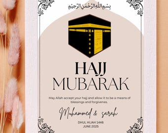 Hajj, Umrah Mubarak poster, Mubarak poster, Islamic congratulations poster, Muslim Mubarak poster, personalised hajj and umrah poster