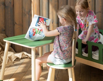 Toddler Furniture Set: Wooden Bunny Chair and Table for Creative Playtime