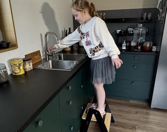 Taburete plegable de madera para niños, taburete ligero de abedul para niños pequeños.