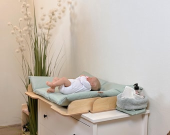 Tablero de madera para cambiador de bebés, ideal para usar sobre una cómoda o como estación de cambio de pañales. Organizador para la habitación del bebé.