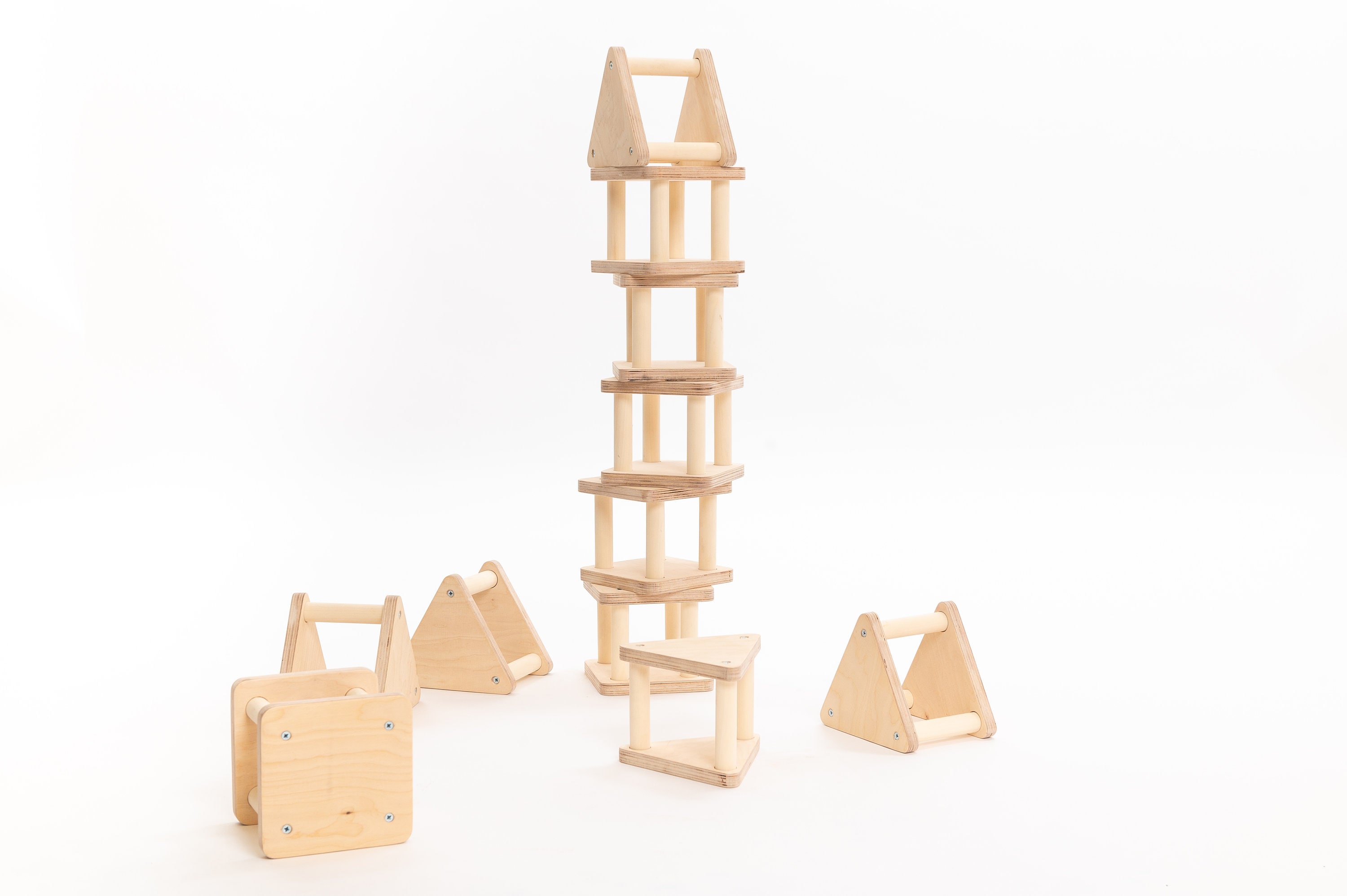 Wooden Building Set, Natural Wood Blocks, Montessori Play Set, Wooden Construction Set, Wooden