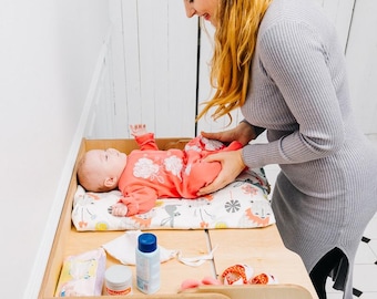 Cubierta de madera para cambiador de bebé, cubierta moderna para cambiador de bebé