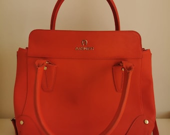 Pre-owned Aigner orange red leather handbag