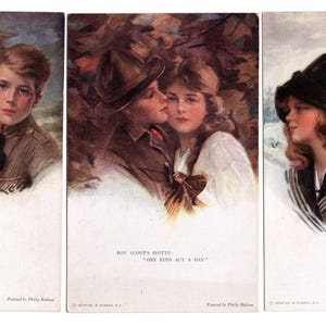 Lot de 3 cartes postales vintage Américaines illustrées par Philip Beaulieu