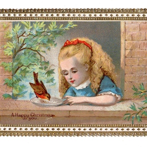 Chromo Weihnachtsgrußkarte Happy Christmas Style Kate Greenaway