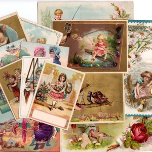 Lot de 14 chromos anciennes Jeux d'enfants