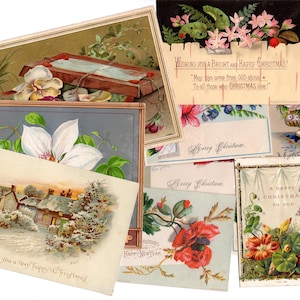 Lot de cartes chromo Américaines XIXème siècle Noël et Nouvel an