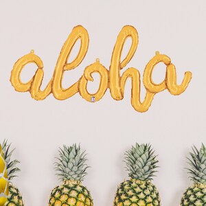 34" Wide Gold ALOHA Foil Balloon