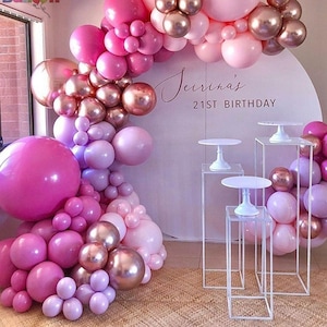 124pc Bubblegum Pink, Rose Gold Chrome, Lavender & Baby Pink Balloon Garland Kit-Birthday, Baby Shower, Bridal Shower, Bachelorette