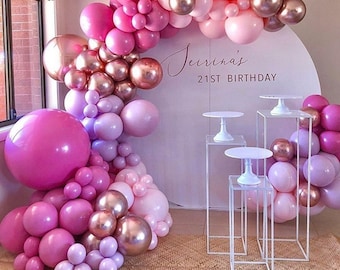 124pc Bubblegum Pink, Rose Gold Chrome, Lavender & Baby Pink Balloon Garland Kit-Birthday, Baby Shower, Bridal Shower, Bachelorette