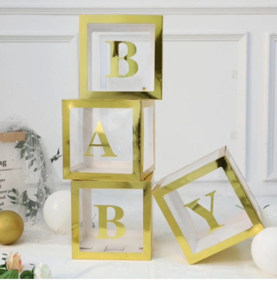 Grande boîte de bébé dorée, blocs de décorations pour bébés, Kit